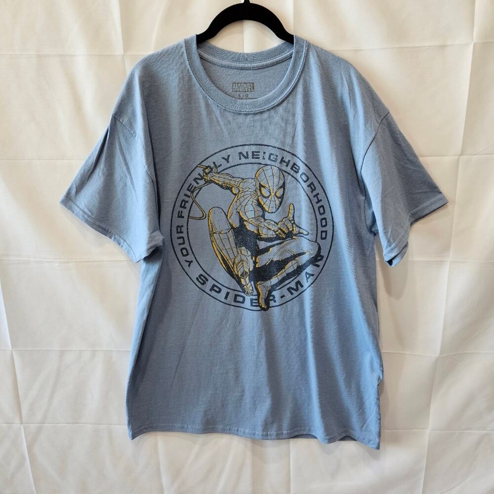 Marvel Spiderman Faded Retro Blue Short Sleeve Tshirt Size Large